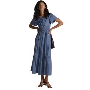 Anthropologie The Somerset Silky Maxi Dress Womens Size MP  Pockets Wedding Boho